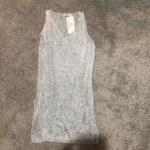 Silver metallic mesh dress